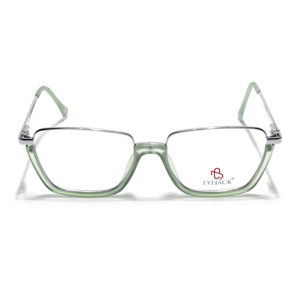 Eyejack Silver & Green Square Eyeglasses for Men & Women (170203FCL2001-C6)