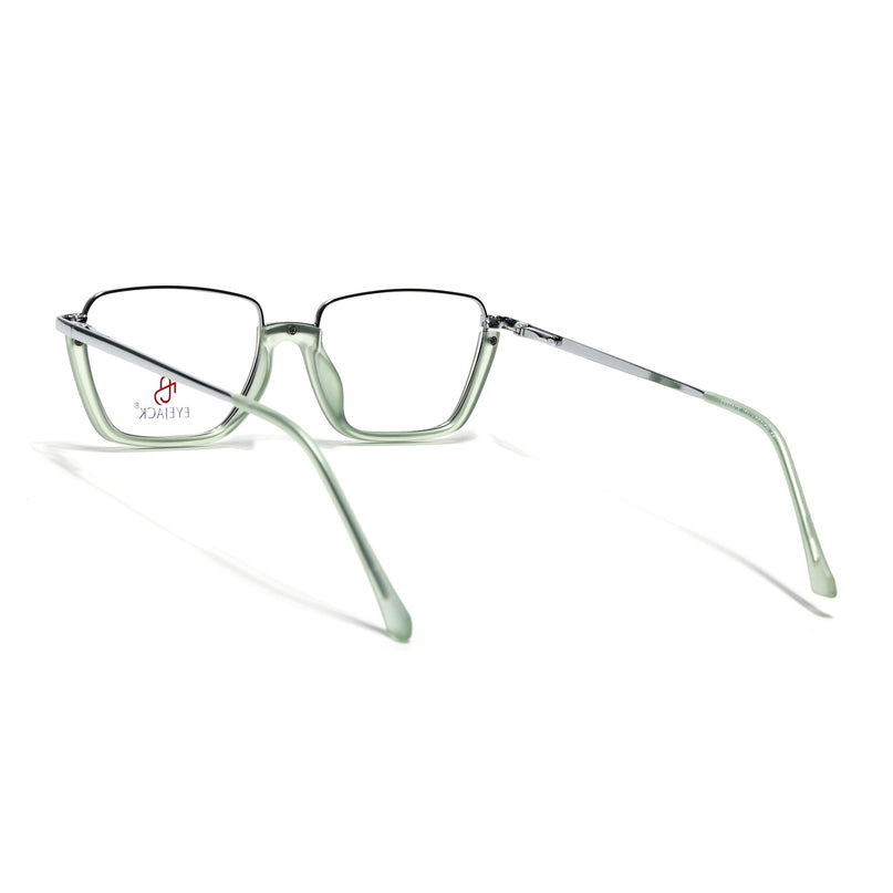 Eyejack Silver & Green Square Eyeglasses for Men & Women (170203FCL2001-C6)