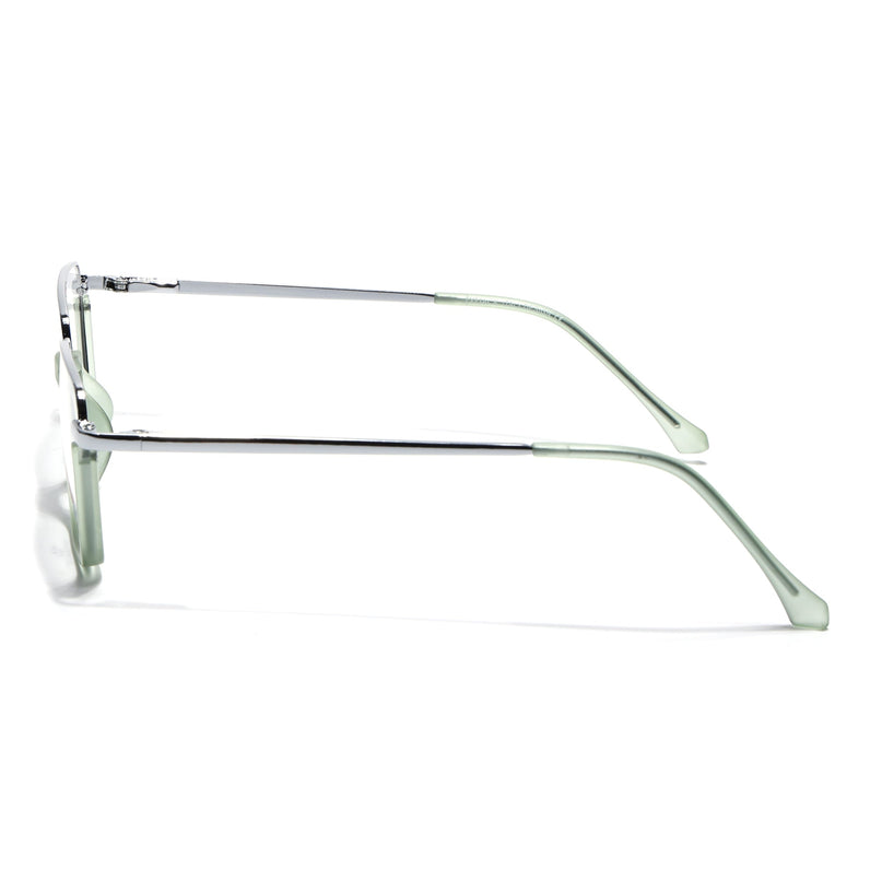 Eyejack Silver & Green Square Eyeglasses for Men & Women (170203FCL2001-C6)