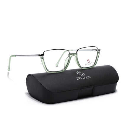 Eyejack Silver & Green Square Eyeglasses for Men & Women (170203FCL2001-C6)