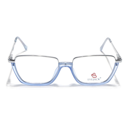 Eyejack Silver & Blue Square Eyeglasses for Men & Women (170203FCL2002-C7)