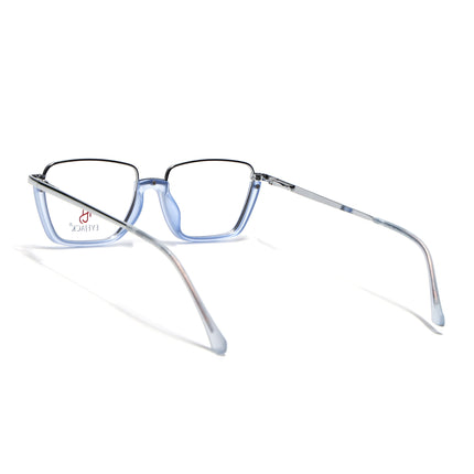 Eyejack Silver & Blue Square Eyeglasses for Men & Women (170203FCL2002-C7)