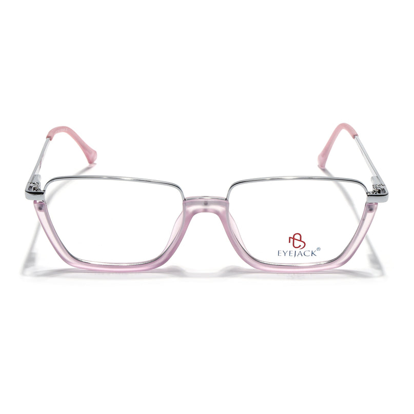 Eyejack Silver & Lavender Square Eyeglasses for Men & Women (170203FCL2003-C8)
