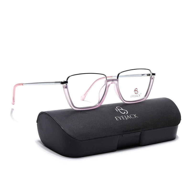 Eyejack Silver & Lavender Square Eyeglasses for Men & Women (170203FCL2003-C8)