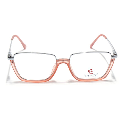 Eyejack Silver & Peach Square Eyeglasses for Men & Women (170203FCL2004-C9)
