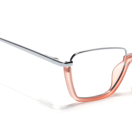 Eyejack Silver & Peach Square Eyeglasses for Men & Women (170203FCL2004-C9)