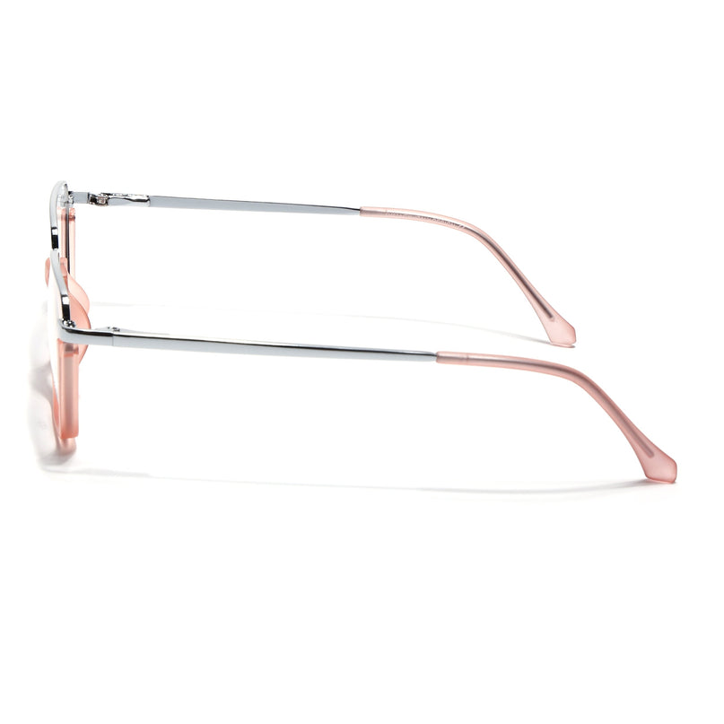 Eyejack Silver & Peach Square Eyeglasses for Men & Women (170203FCL2004-C9)
