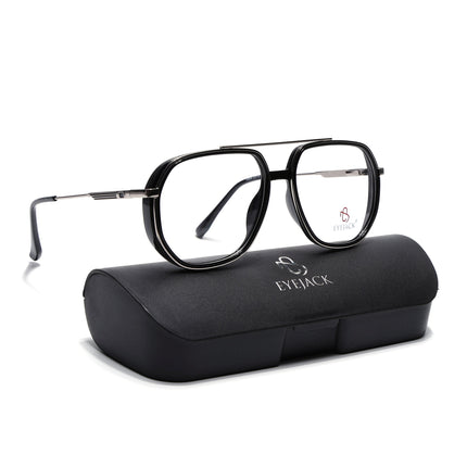 Eyejack Black & Silver Wayfarer Eyeglasses for Men & Women (170204FCL2005-C1)