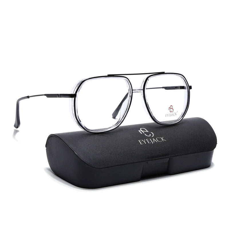 Eyejack Black & Transparent Wayfarer Eyeglasses for Men & Women (170204FCL2006-C2)