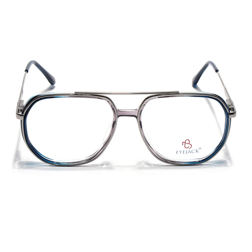 Eyejack Silver & Blue Wayfarer Eyeglasses for Men & Women (170204FCL2007-C3)