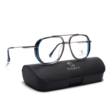 Eyejack Silver & Blue Wayfarer Eyeglasses for Men & Women (170204FCL2007-C3)
