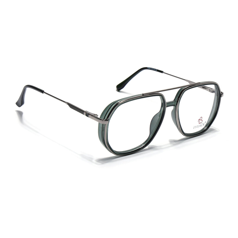 Eyejack Silver & Green Wayfarer Eyeglasses for Men & Women (170204FCL2008-C4)
