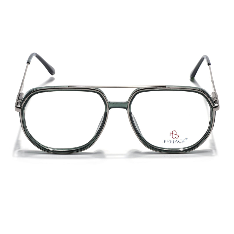 Eyejack Silver & Green Wayfarer Eyeglasses for Men & Women (170204FCL2008-C4)