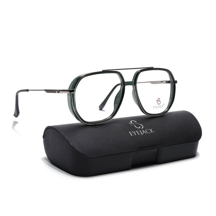 Eyejack Silver & Green Wayfarer Eyeglasses for Men & Women (170204FCL2008-C4)