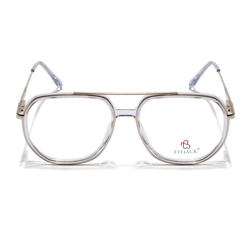 Eyejack Golden & Transparent Wayfarer Eyeglasses for Men & Women (170204FCL2009-C5)