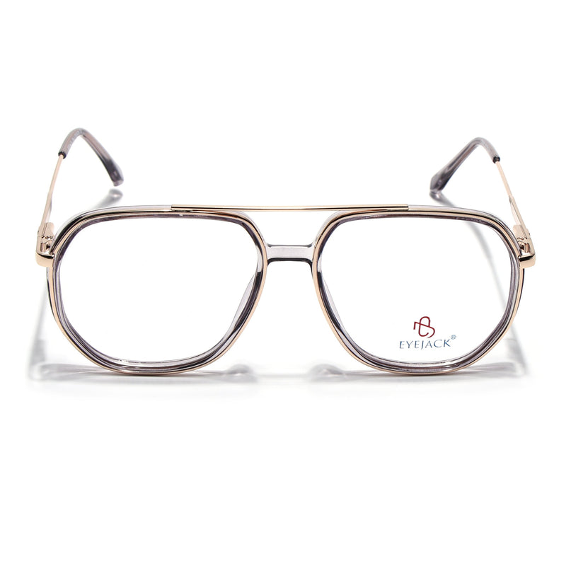 Eyejack Golden & Grey Wayfarer Eyeglasses for Men & Women (170204FCL2010-C6)