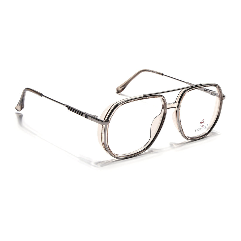 Eyejack Silver & Transparent Wayfarer Eyeglasses for Men & Women (170204FCL2011-C7)