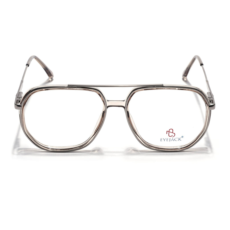 Eyejack Silver & Transparent Wayfarer Eyeglasses for Men & Women (170204FCL2011-C7)