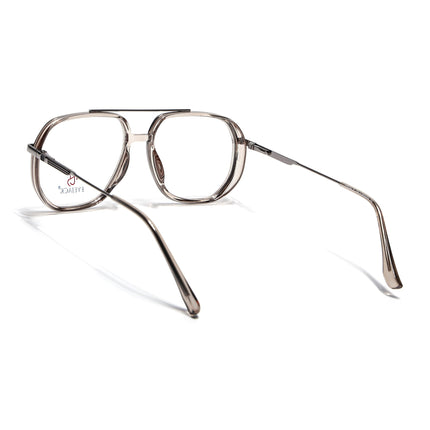 Eyejack Silver & Transparent Wayfarer Eyeglasses for Men & Women (170204FCL2011-C7)