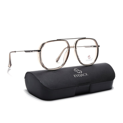 Eyejack Silver & Transparent Wayfarer Eyeglasses for Men & Women (170204FCL2011-C7)