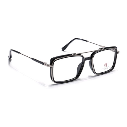 Eyejack Black & Silver Rectangle Eyeglasses for Men & Women (170205FCL2012-C1)