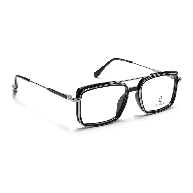 Eyejack Black & Silver Rectangle Eyeglasses for Men & Women (170205FCL2012-C1)