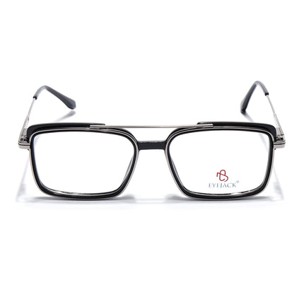 Eyejack Black & Silver Rectangle Eyeglasses for Men & Women (170205FCL2012-C1)