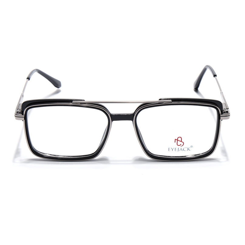 Eyejack Black & Silver Rectangle Eyeglasses for Men & Women (170205FCL2012-C1)