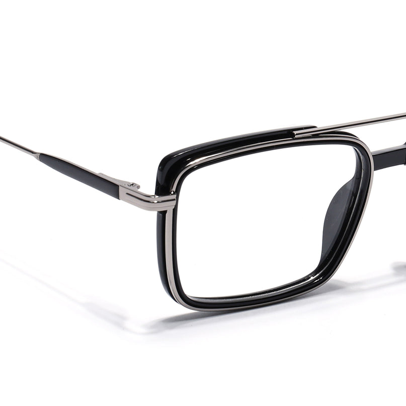Eyejack Black & Silver Rectangle Eyeglasses for Men & Women (170205FCL2012-C1)