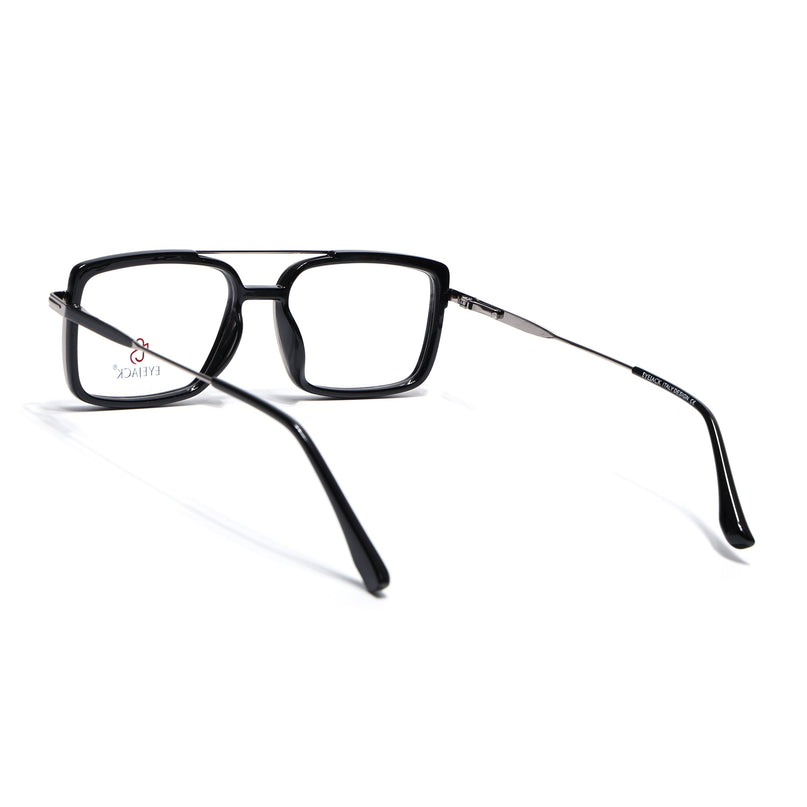 Eyejack Black & Silver Rectangle Eyeglasses for Men & Women (170205FCL2012-C1)