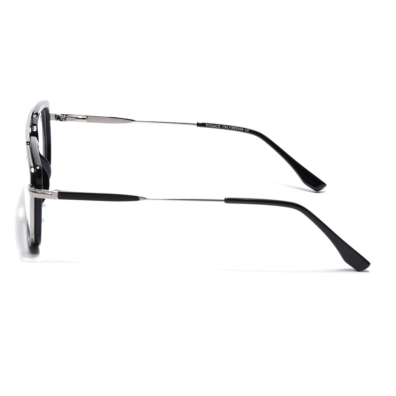 Eyejack Black & Silver Rectangle Eyeglasses for Men & Women (170205FCL2012-C1)
