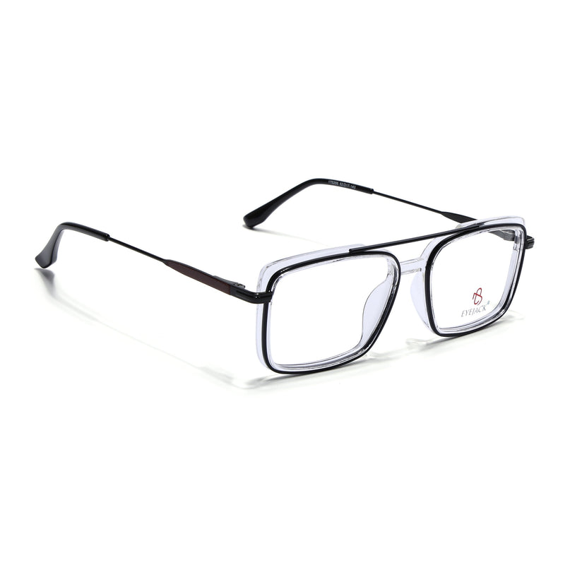 Eyejack Black & Transparent Rectangle Eyeglasses for Men & Women (170205FCL2013-C2)