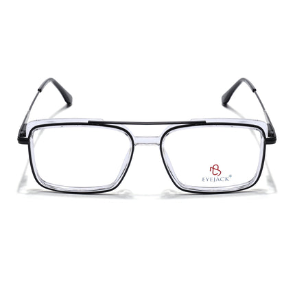 Eyejack Black & Transparent Rectangle Eyeglasses for Men & Women (170205FCL2013-C2)