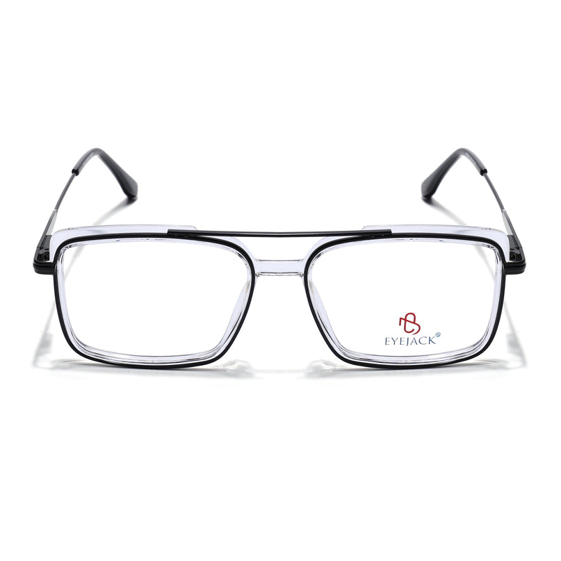 Eyejack Black & Transparent Rectangle Eyeglasses for Men & Women (170205FCL2013-C2)