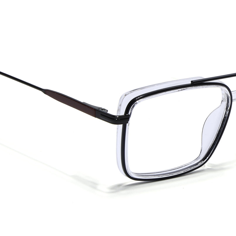 Eyejack Black & Transparent Rectangle Eyeglasses for Men & Women (170205FCL2013-C2)