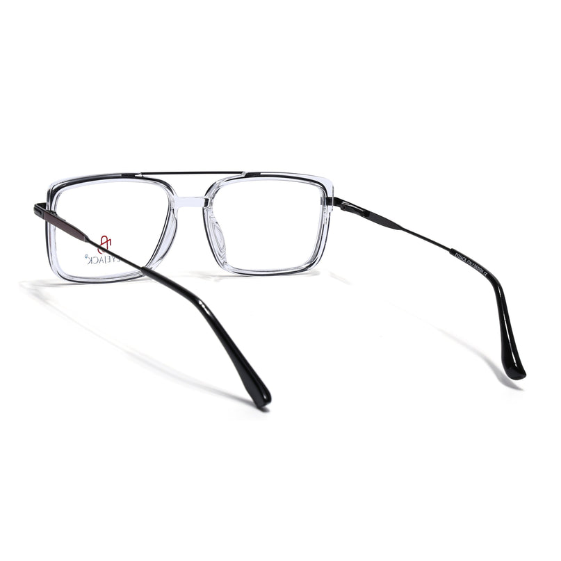 Eyejack Black & Transparent Rectangle Eyeglasses for Men & Women (170205FCL2013-C2)