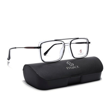 Eyejack Black & Transparent Rectangle Eyeglasses for Men & Women (170205FCL2013-C2)