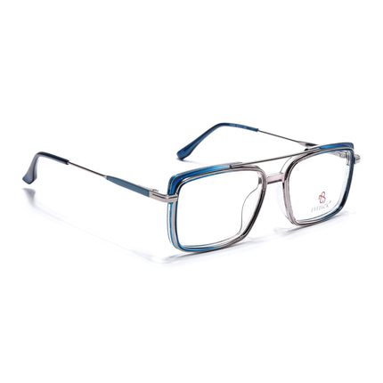 Eyejack Silver & Blue Rectangle Eyeglasses for Men & Women (170205FCL2014-C3)