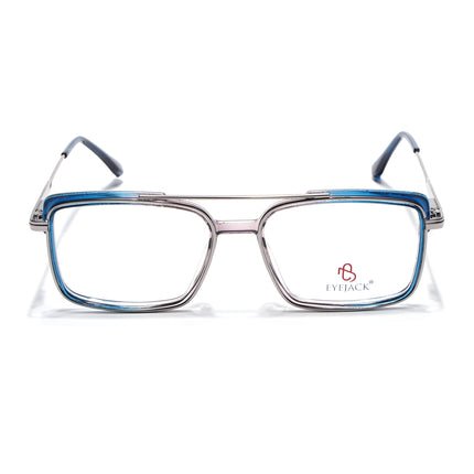Eyejack Silver & Blue Rectangle Eyeglasses for Men & Women (170205FCL2014-C3)