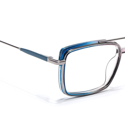Eyejack Silver & Blue Rectangle Eyeglasses for Men & Women (170205FCL2014-C3)