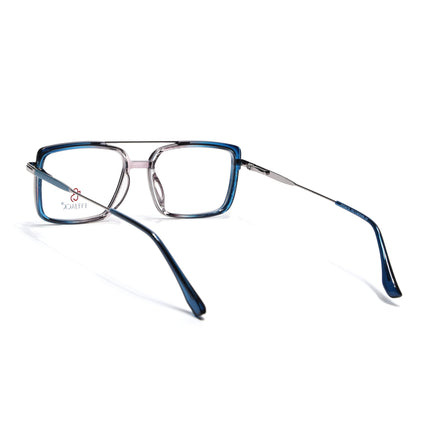 Eyejack Silver & Blue Rectangle Eyeglasses for Men & Women (170205FCL2014-C3)