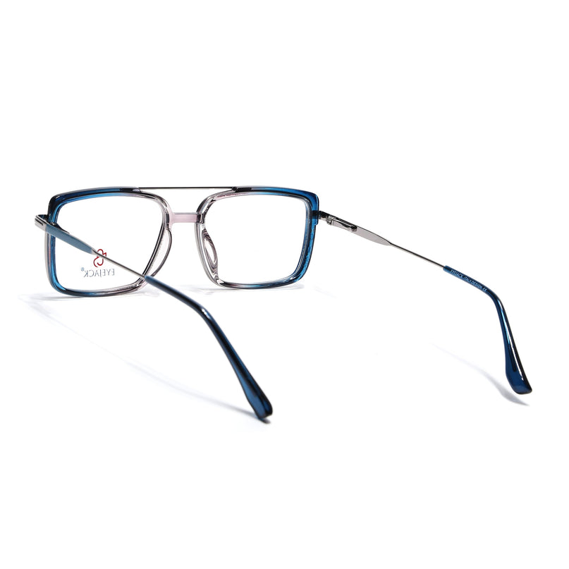 Eyejack Silver & Blue Rectangle Eyeglasses for Men & Women (170205FCL2014-C3)