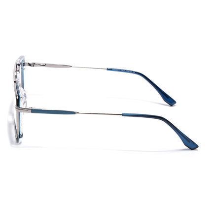 Eyejack Silver & Blue Rectangle Eyeglasses for Men & Women (170205FCL2014-C3)