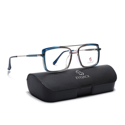 Eyejack Silver & Blue Rectangle Eyeglasses for Men & Women (170205FCL2014-C3)
