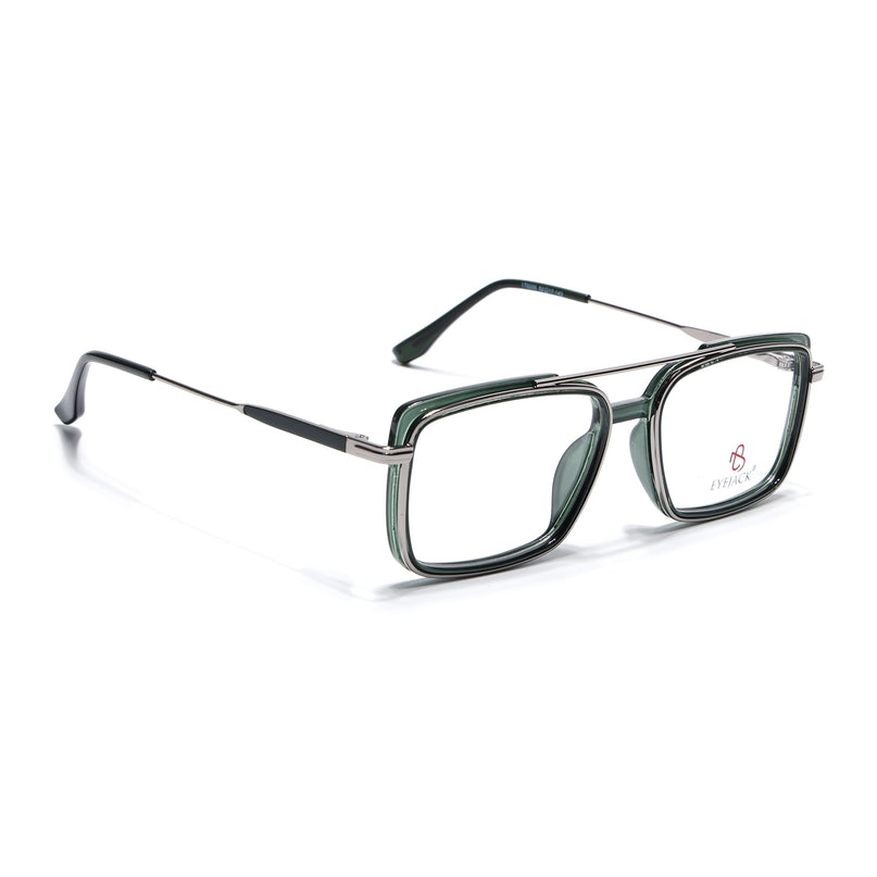 Eyejack Silver & Green Rectangle Eyeglasses for Men & Women (170205FCL2015-C4)