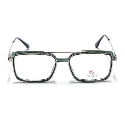 Eyejack Silver & Green Rectangle Eyeglasses for Men & Women (170205FCL2015-C4)