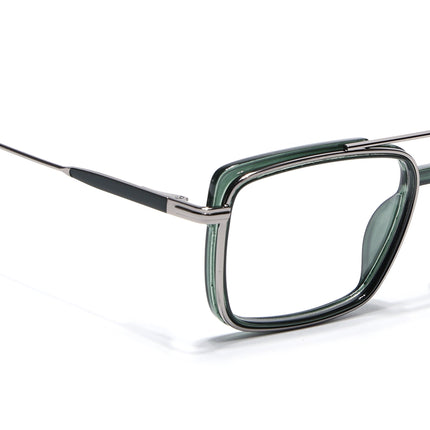 Eyejack Silver & Green Rectangle Eyeglasses for Men & Women (170205FCL2015-C4)