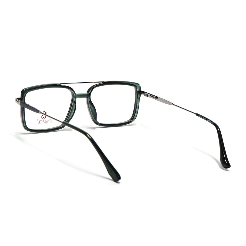 Eyejack Silver & Green Rectangle Eyeglasses for Men & Women (170205FCL2015-C4)