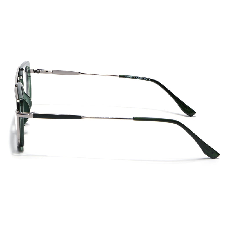 Eyejack Silver & Green Rectangle Eyeglasses for Men & Women (170205FCL2015-C4)