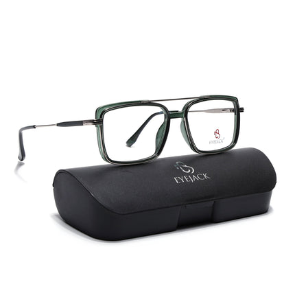 Eyejack Silver & Green Rectangle Eyeglasses for Men & Women (170205FCL2015-C4)